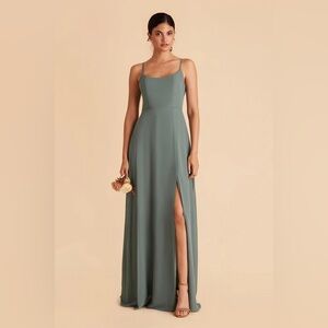 Birdy‎ Grey Amy Dress Sea Glass Chiffon Bridesmaid Gown Size Small Weddi…